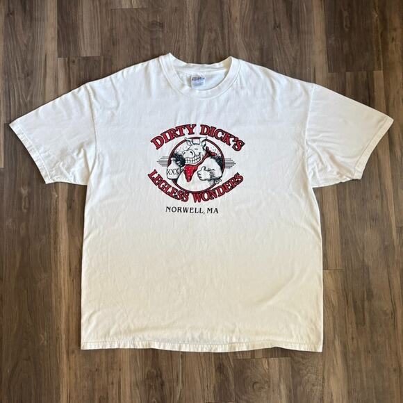 Vintage Dirty Dicks T-Shirt Men's Size XXL White Legless Wonders Bar Pigs - Picture 2 of 4